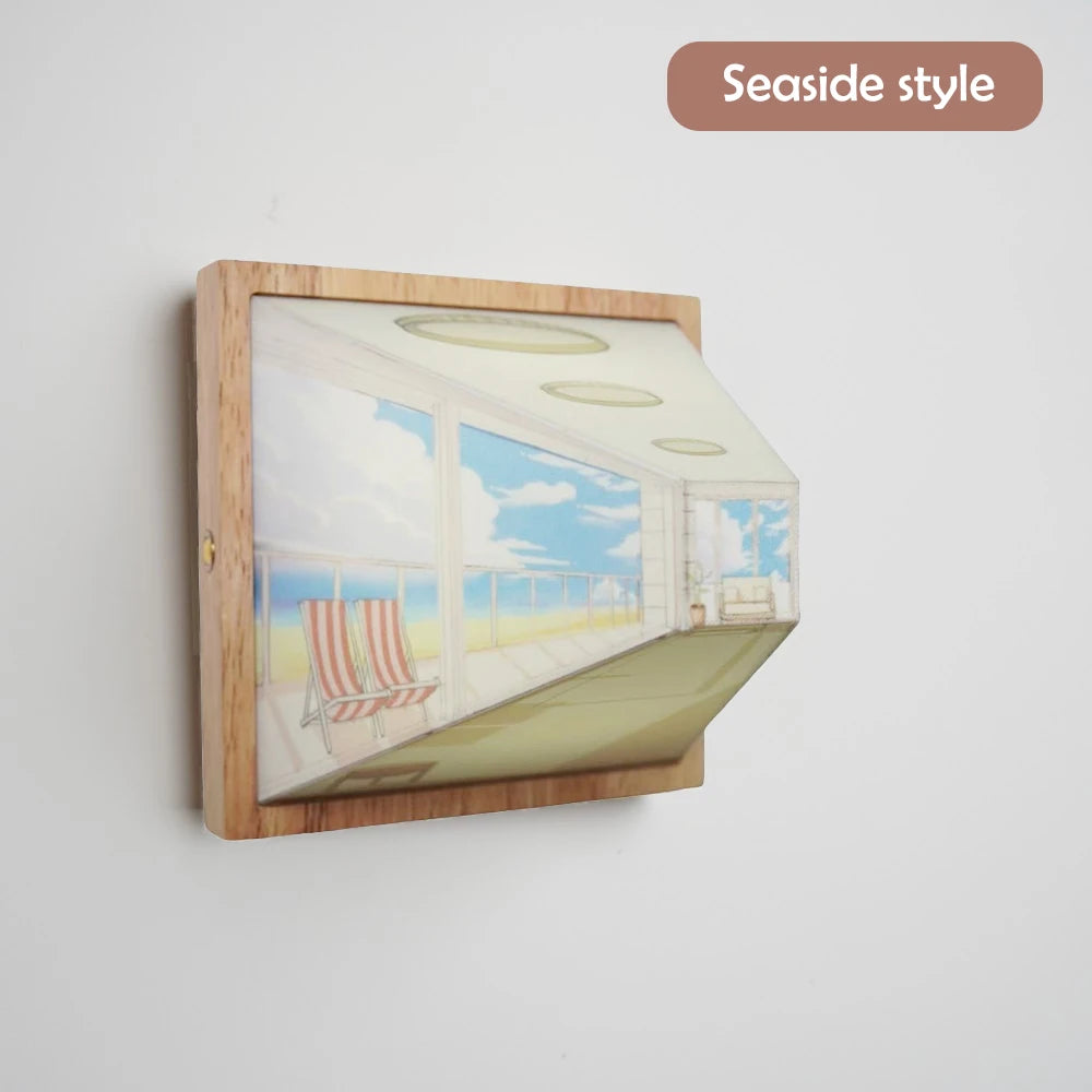 Naked Eye 3D Visual Night Light Wall Lamp Optical Art Atmosphere Wall Lamp 3 Colors Wall-Mounted Painting Light