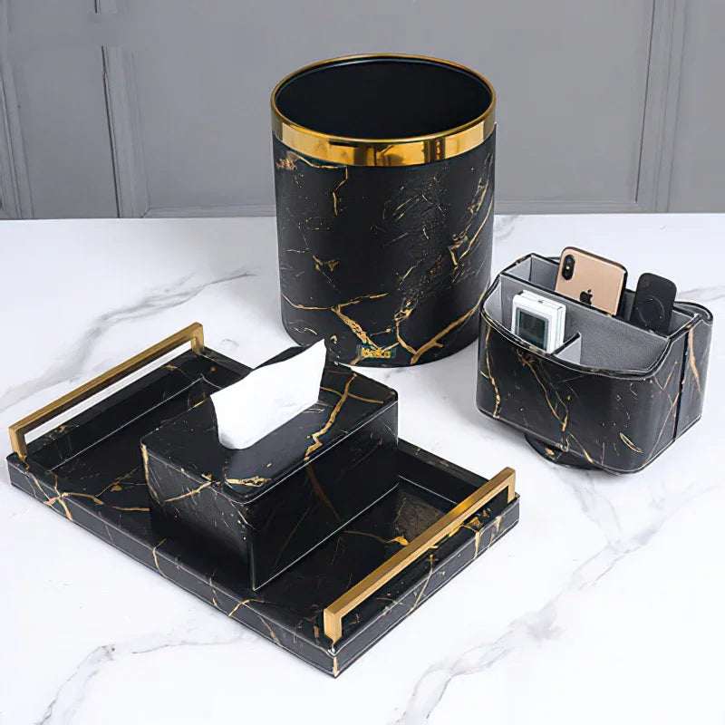 Nordic Marbled Leather Tray Rectangular Metal Handle Plate Storage Trays Decorative Home Hotel Coffee Table Service Plate Large