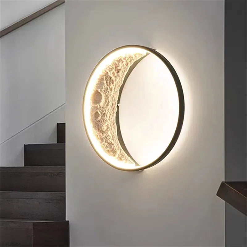 Creative Moon wall Lamp Led dimmable murale bedroom beside Light For Living Room Kitchen Hall Background Decor Stairway light