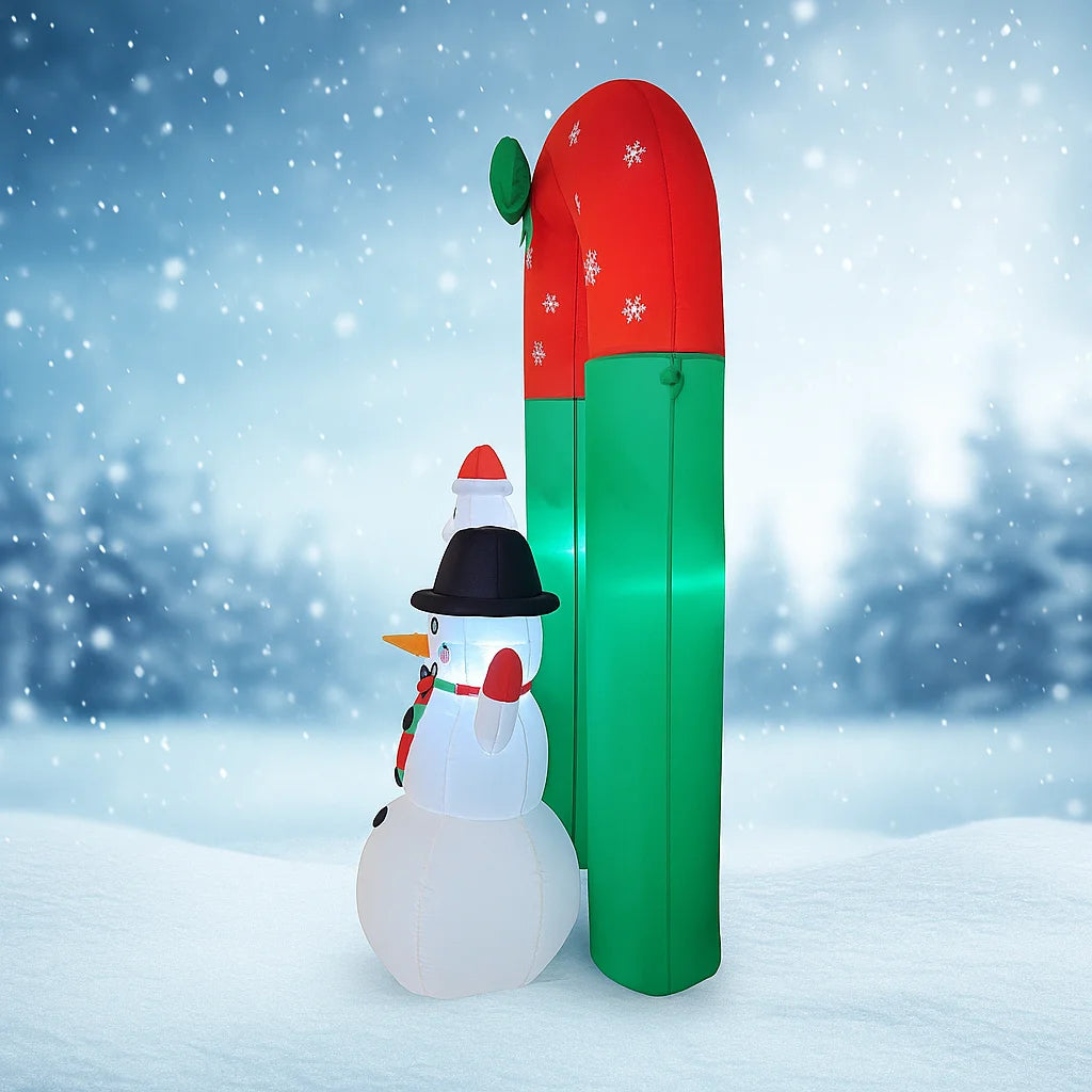 7.87FT Inflatable Toy Christmas Arch Santa Snowman Xmas Yard Decoration LED Lit Christmas Supplies Home Ornament Festive Gift