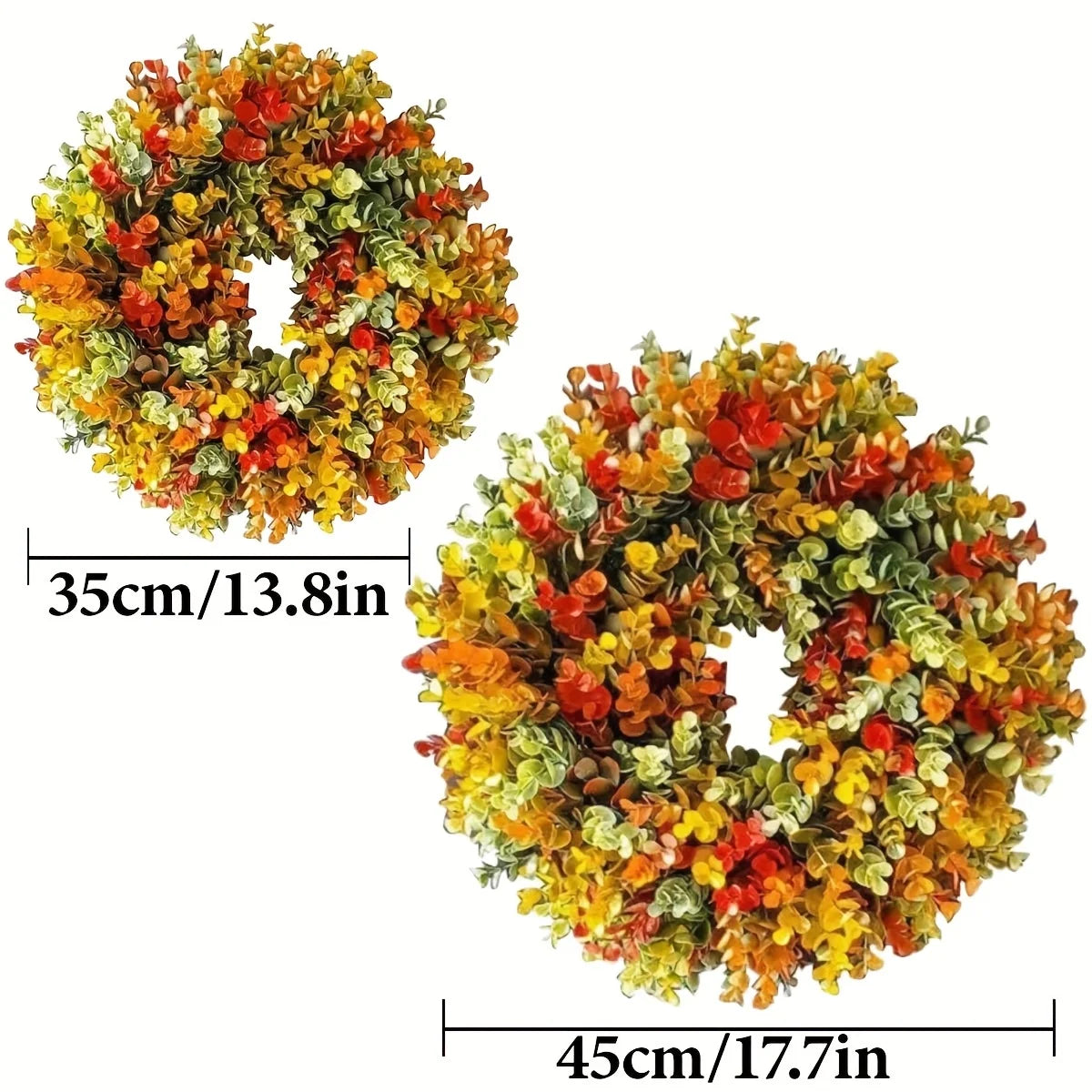 1pc Elegant Artificial Flower Wreath - Realistic Fall Foliage- Indoor Door Hanging Decor for Thanksgiving, Christmas, Halloween