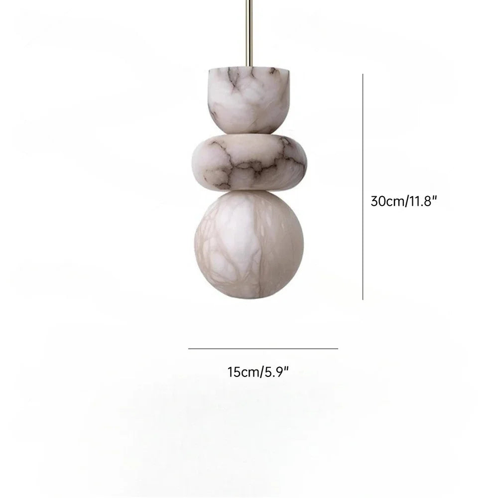 Simple LED Spanish Natural Marble Alabaster Pendant Lamp Living Room Corridor Bedside Chandelier Art Design Indoor Home Decor