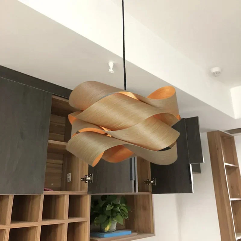 Southeast Asian Creative Wooden Skin Pendant Lamp Bedroom Restaurant  Aisle Chandelier Modern Simple Led Decor Lighting Fixtures