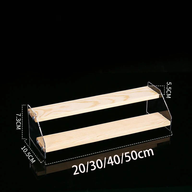 1-7 Step Acrylic Wood Display Stand Wooden Tiered Display Riser Shelf Organizer Rack for Perfumes Figures Collectibles Cupcakes