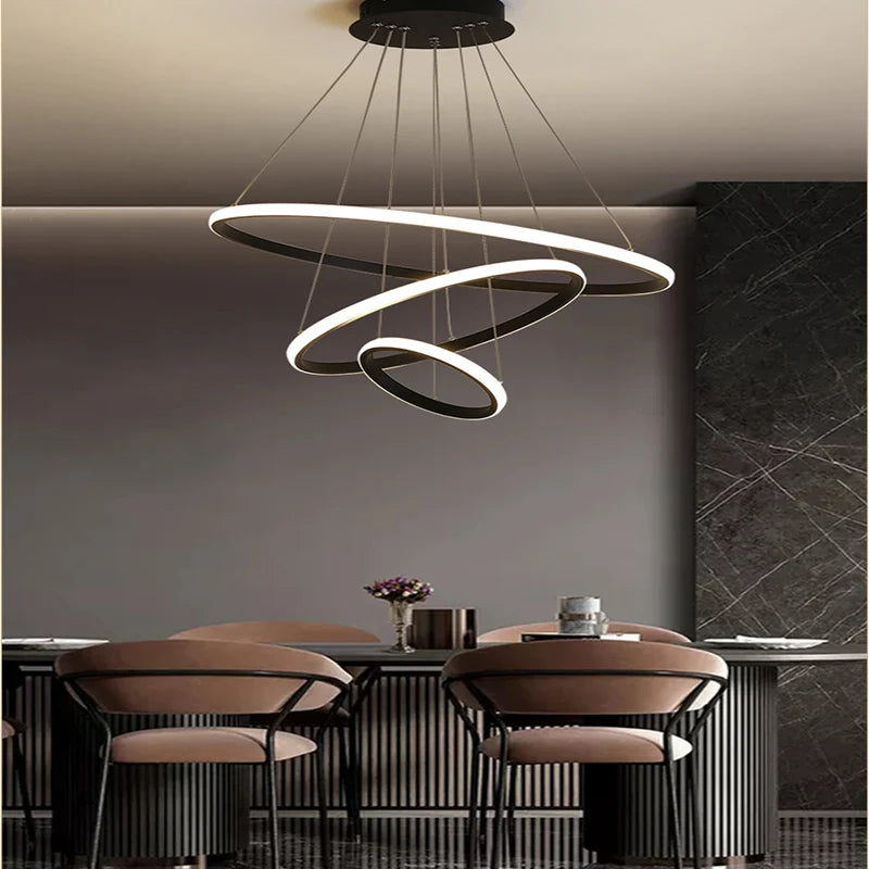Round Ring Led Ceiling Light Chandeliers for Living Dining Room Staircase Hanging Lamp Home Decore Pendant Lighting Fixtures
