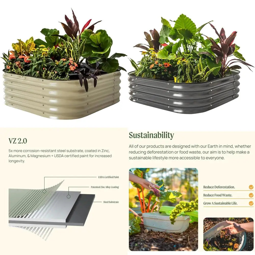 Modular Metal Raised Garden Bed Kit, 4-in-1, 14 Tall, Planter Box for Vegetables and Flowers, Versatile Gardening Solution