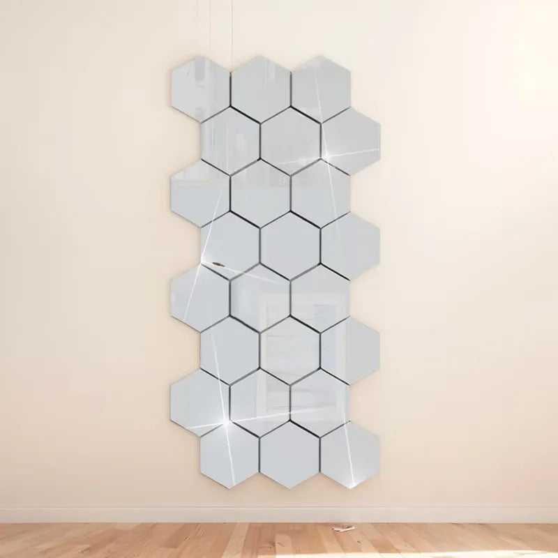 45pcs Hexagon Mirror Wall Stickers DIY Household Decorative Art Tiles Sticker for Home Decor
