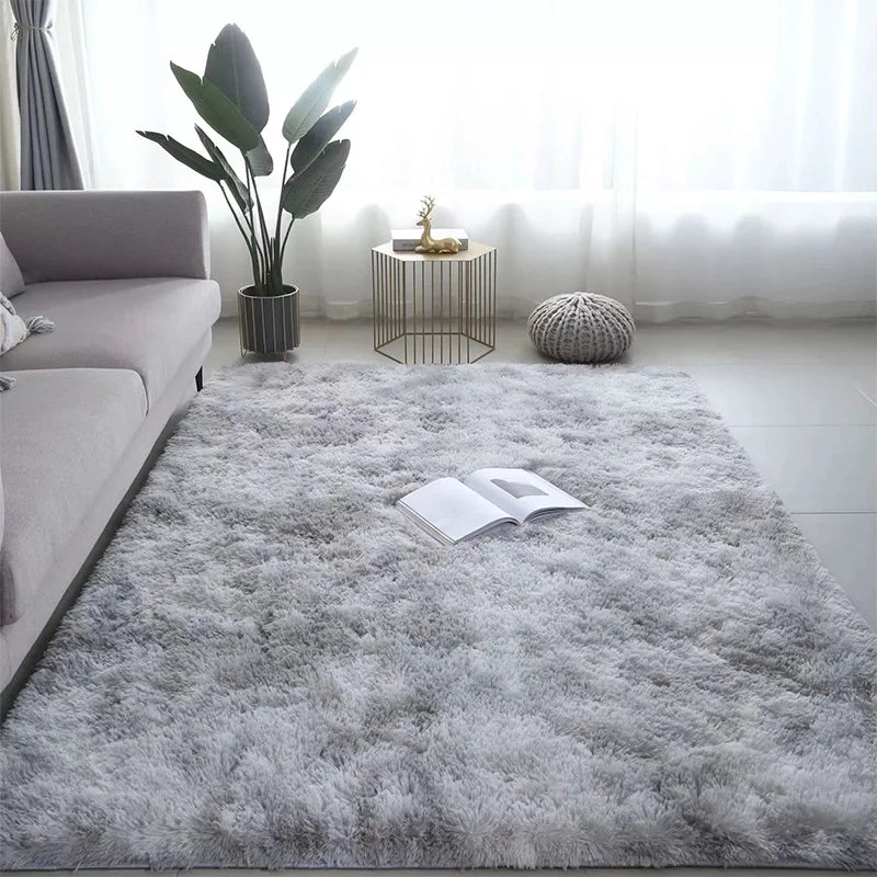 Black Plush Shaggy Area Rug for Bedroom and Living Room