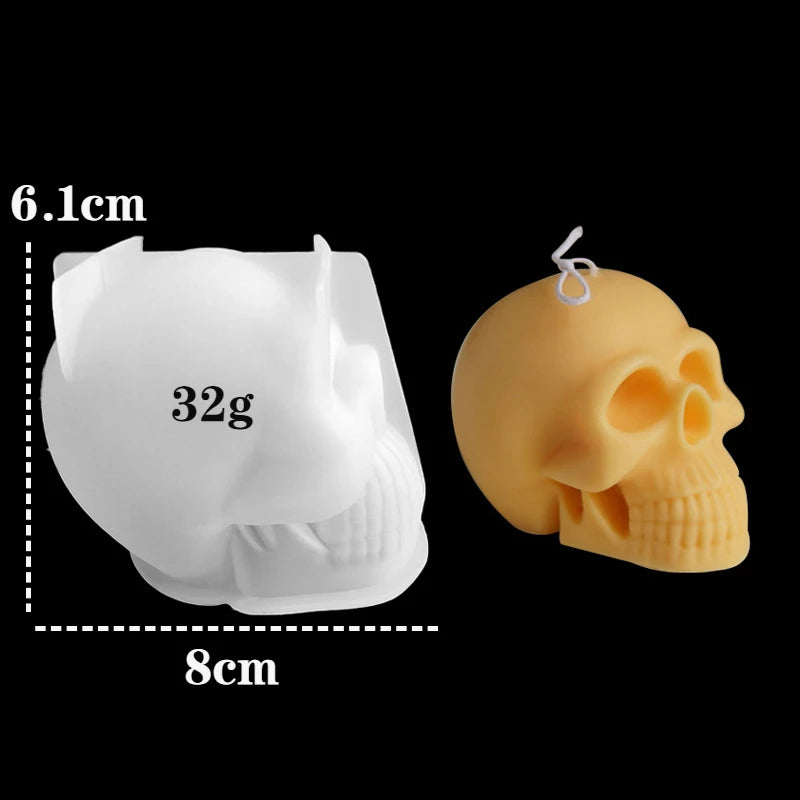 3D Skull Candle Silicone Mold DIY Halloween Decorative Candle Handmade Soap Plaster Epoxy Craft Casting Tools for Home Gifts