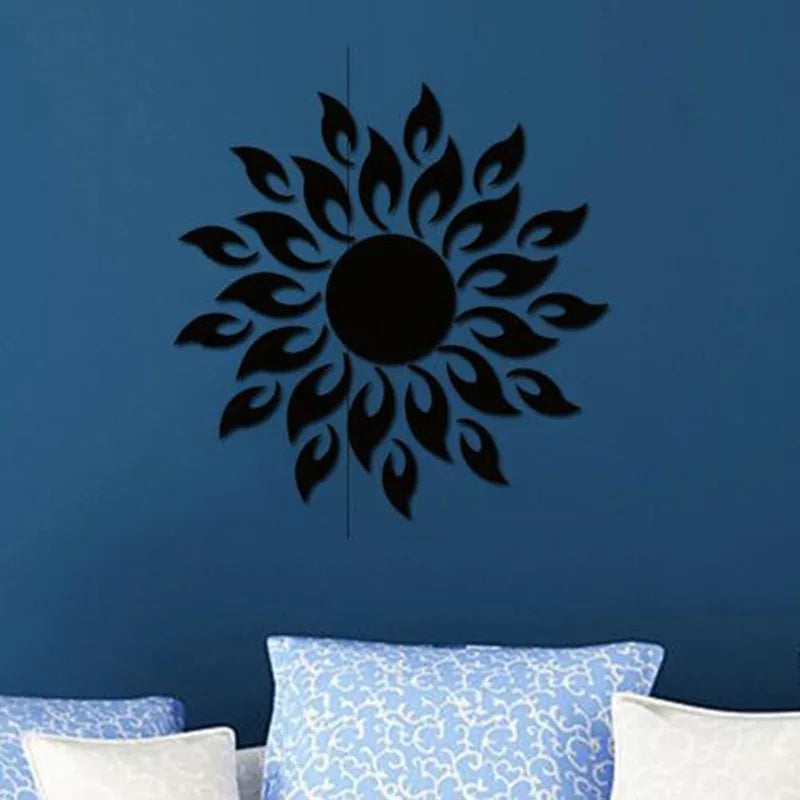 Mirror Sun Flower Art Removable Wall Sticker Acrylic Mural Decal Household Room Decoration