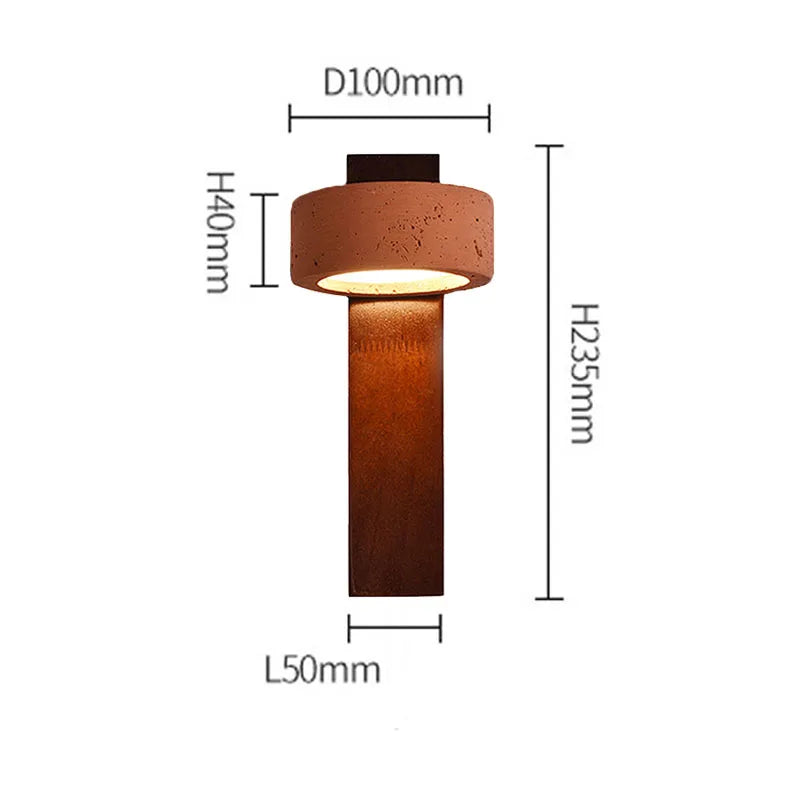 Industrail Brick Red Bedside Light Led 6W Bedroom Hotel Foyer Restaurant Corridor Retro Decor Travertine Wall Lamp