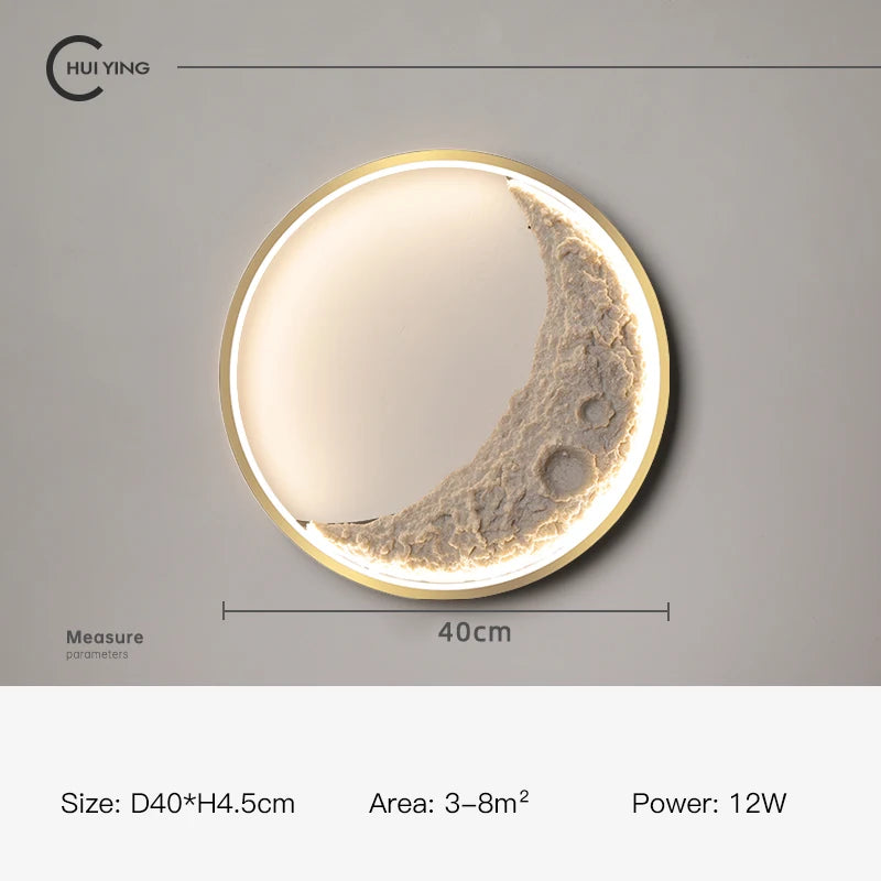 Creative Moon wall Lamp Led dimmable murale bedroom beside Light For Living Room Kitchen Hall Background Decor Stairway light