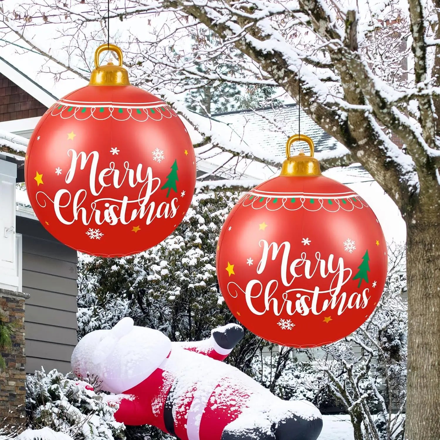 Durable Inflatable Christmas Ball Large Outdoor Holiday Decoration Festive Blow Up Ornament For Christmas Party Yard Event Setup