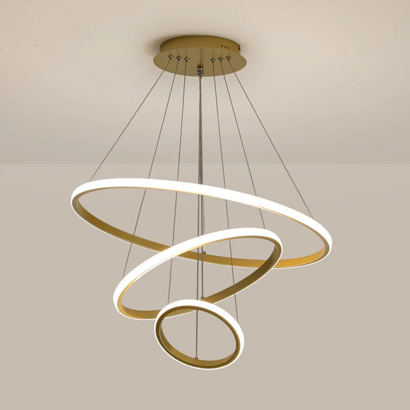 Round Ring Led Ceiling Light Chandeliers for Living Dining Room Staircase Hanging Lamp Home Decore Pendant Lighting Fixtures