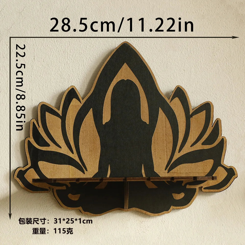 Wooden Craftsmanship Butterfly Lotus Hollow Crystal Storage Rack Simple Home Wall Decoration Wall Phone Stand