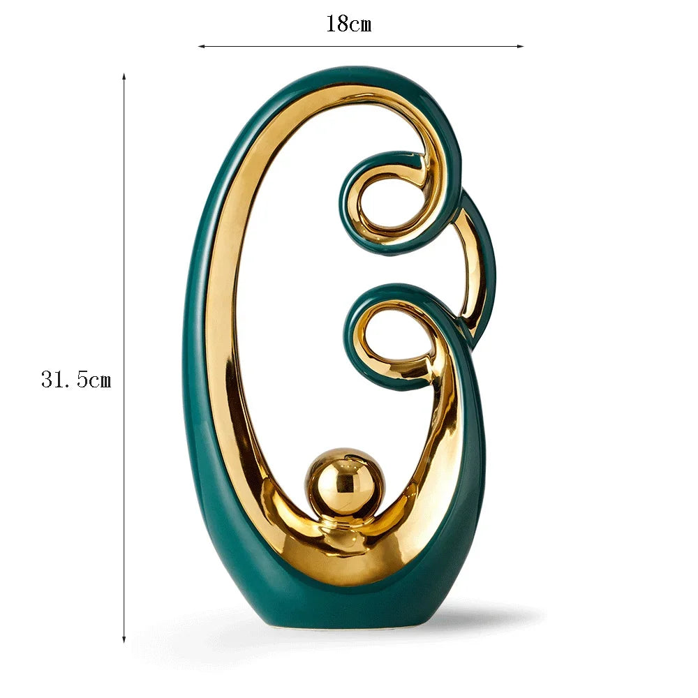 Abstract Ceramic Sculpture Golden Art Statue Modern Home Decor Accessories Living Room Desk Office Supplies Crafts Gifts