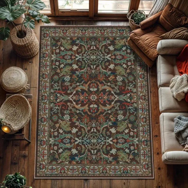 Floral Patterned Rug Non-slip Washable Rug Stylish Contemporary Rug, Living Room Rug Durable Cozy  Area Runner Mats Decoration