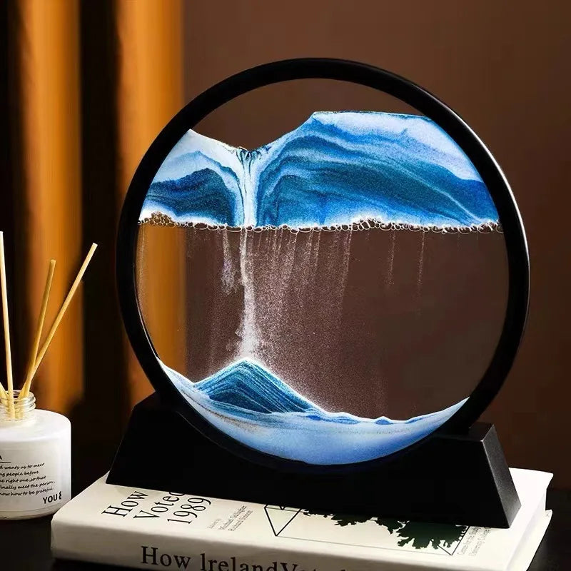 3D Hourglass Quicksand Moving Sand Art Picture Round Glass Deep Sea Sandscape Craft Flowing Painting Office Home Decor Gift New