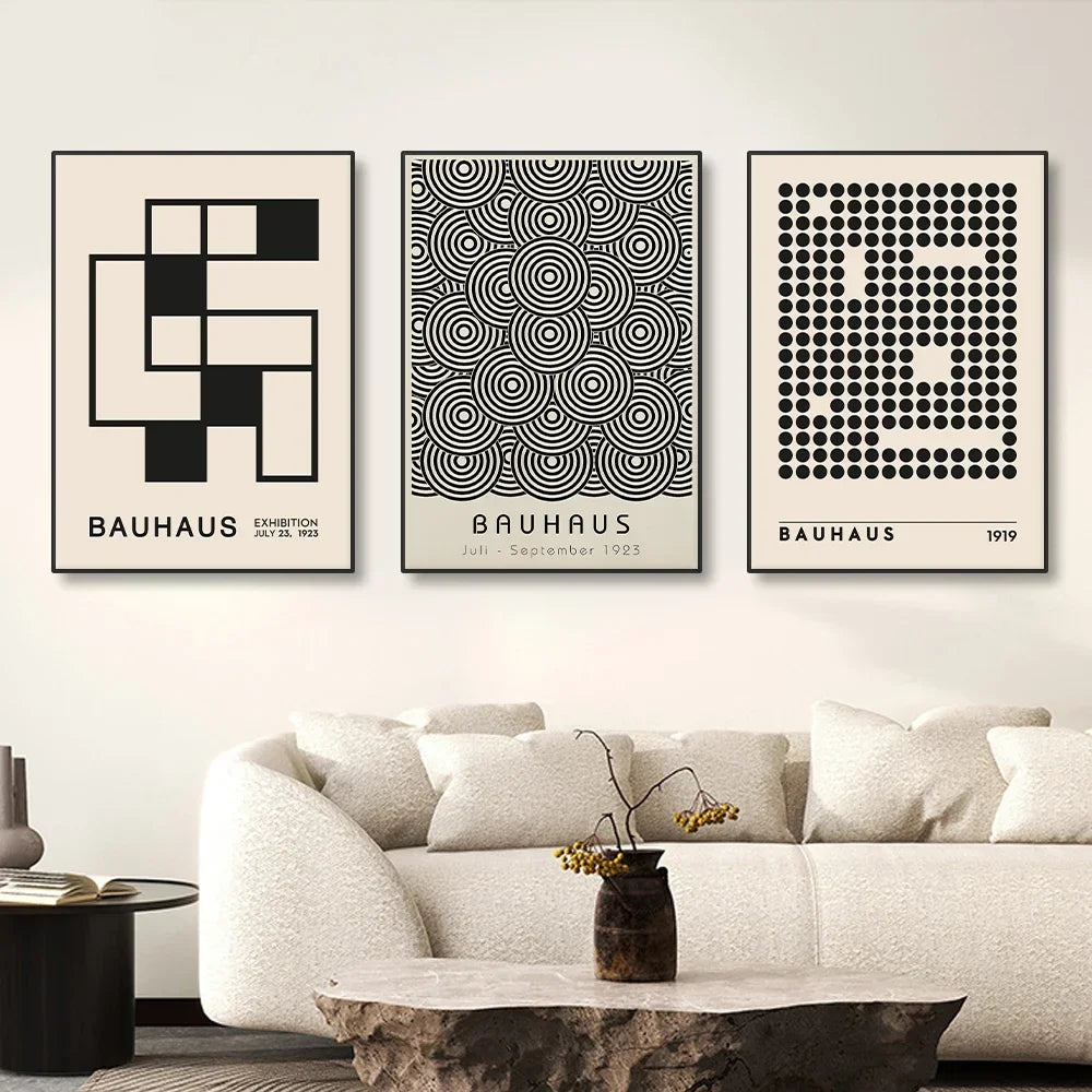 Abstract Bauhaus Style, Geometric Picture Wall Art, HD Canvas Print Poster, Home. Office, Living Room, Room Decoration