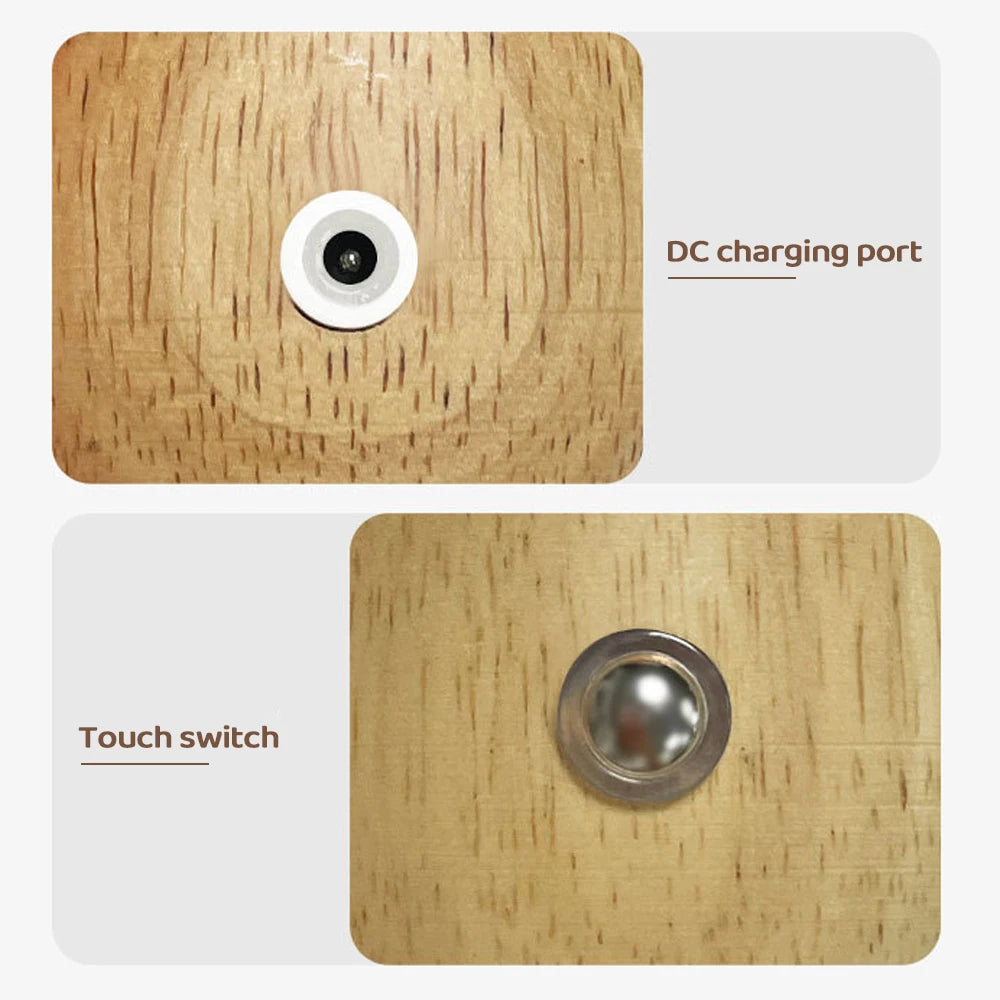 Wooden Mushroom Night Light Touch Switch Dimmable LED USB Charging Table Lamp for Bedroom Home Decor Unique Gift Idea