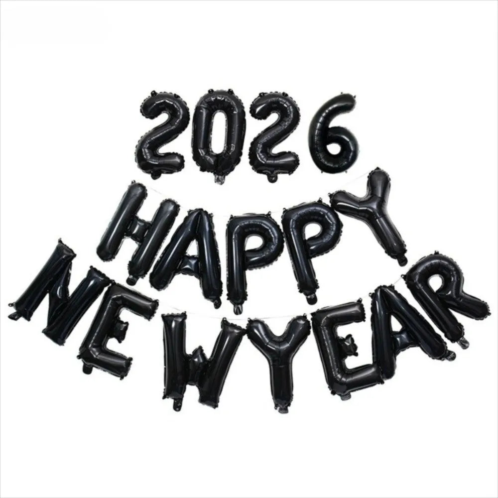 Happy New Year 2026 Alphabet Balloons Holiday Ornaments New Year Colorful Foil Balloons Inflatable Party Supplies