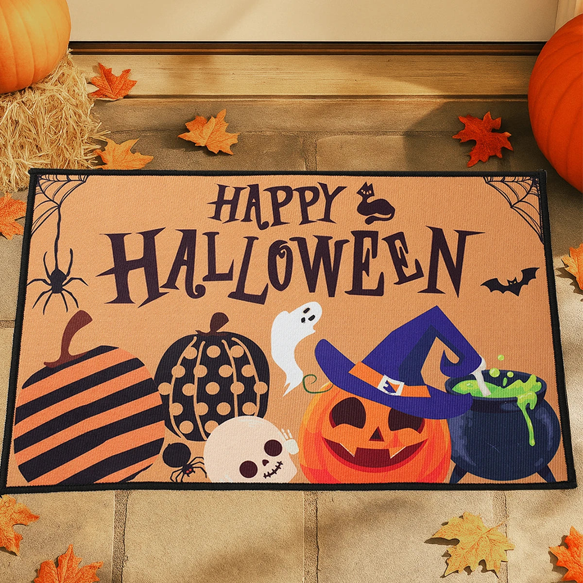 Halloween Crystal Velvet Doormat Halloween Theme Party Decoration Kids Favor Pumpkin Ghost Doormat Trick or Treat Party Supplies