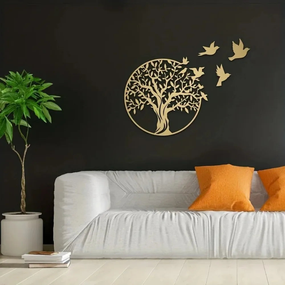 Metal Tree of Life Wall Art for Outdoor Courtyard, Elegant Home Decoration and Meaningful Anniversary Gift Piece