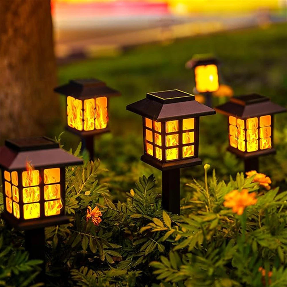 2/4 pcs 10LEDS Solar Flame Torch Light Flickering Light Waterproof Garden Decoration Outdoor Lawn Path Yard Patio Floor Lamp