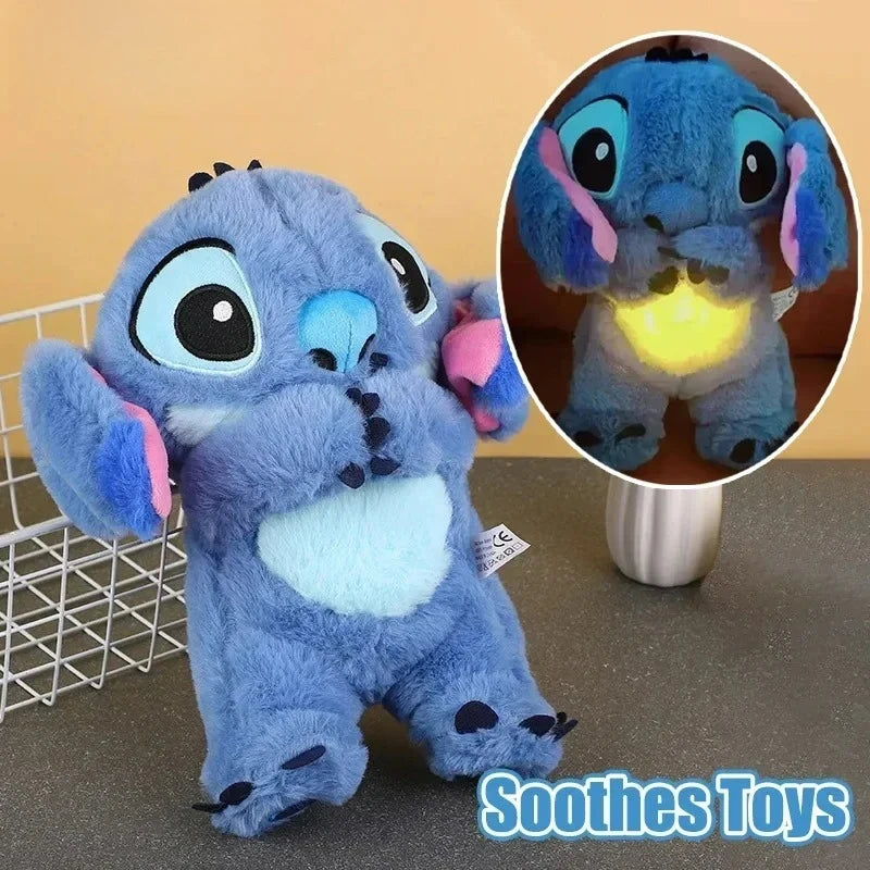 Breathing Light Stitch Plush Doll Child Soothes Toys Pink Angel Anime Cute Baby Music Light Sleep ToyKid Christmas Birthday Gift