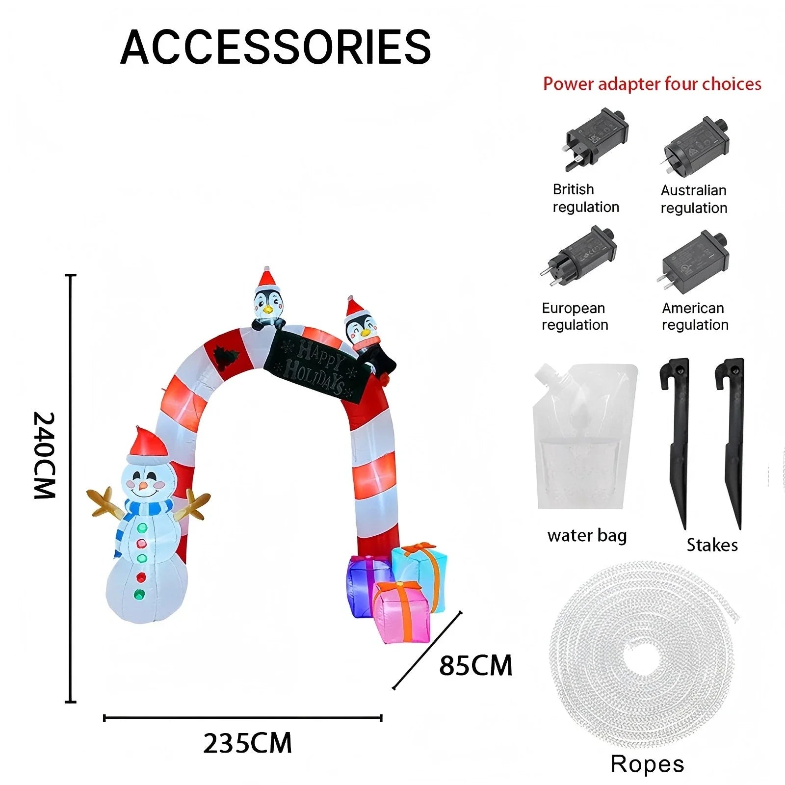 7.8FT Christmas Holiday Party DIY Inflatable Archway Snowman Penguin Toys LED Sign Xmas Home Decor Ornaments Yard Supplies Gifts