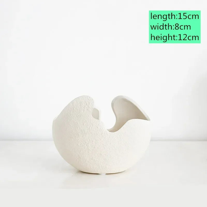 1Pcs Modern pastoral Nordic style White ceramics Egg Shell vase flower pot home desktop ornaments flower arrangement decoration