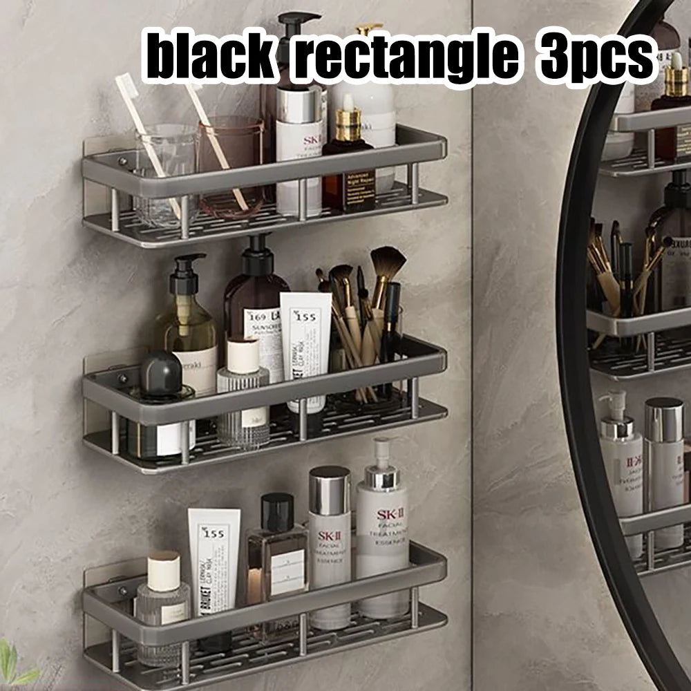Spice Rack Dish Wall Shelf Kitchen Cabinet Storage Shelves Drying Sink Nail Free Wall Hanging Corner Rectangular Rack