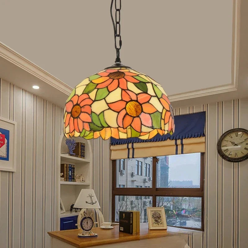 Nordic Colorful Glass Pendant Lights Mediterranean Countryside Hanging Lamp Bedroom Bedside Living Room Led Chandelier