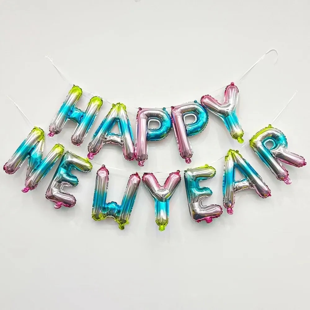 Happy New Year 2026 Alphabet Balloons Holiday Ornaments New Year Colorful Foil Balloons Inflatable Party Supplies