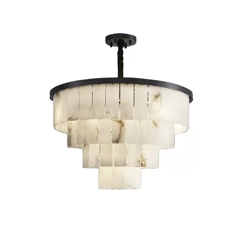 2025 Modern minimalist creative designer luxury Spanish marble warm white brass chandelier home life chandelier