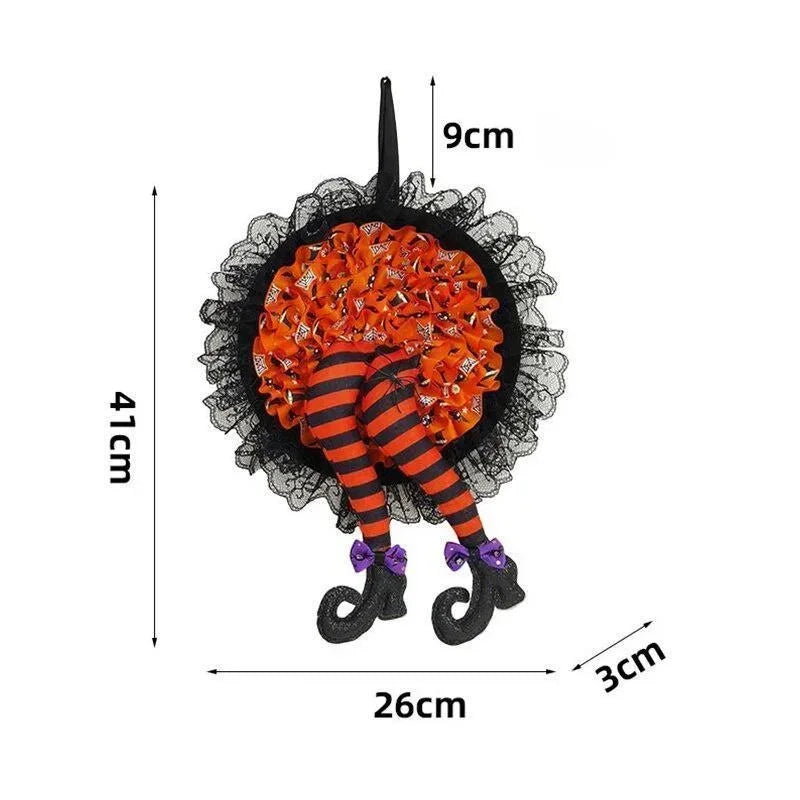 Autumn Door Wreath Christmas Halloween Decoration Pumpkin Berry Pine Cone Maple Artificial Wreath Cloth Rattan Material Home