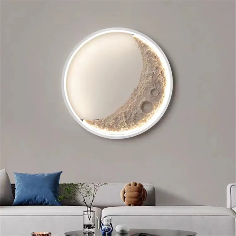 Creative Moon wall Lamp Led dimmable murale bedroom beside Light For Living Room Kitchen Hall Background Decor Stairway light
