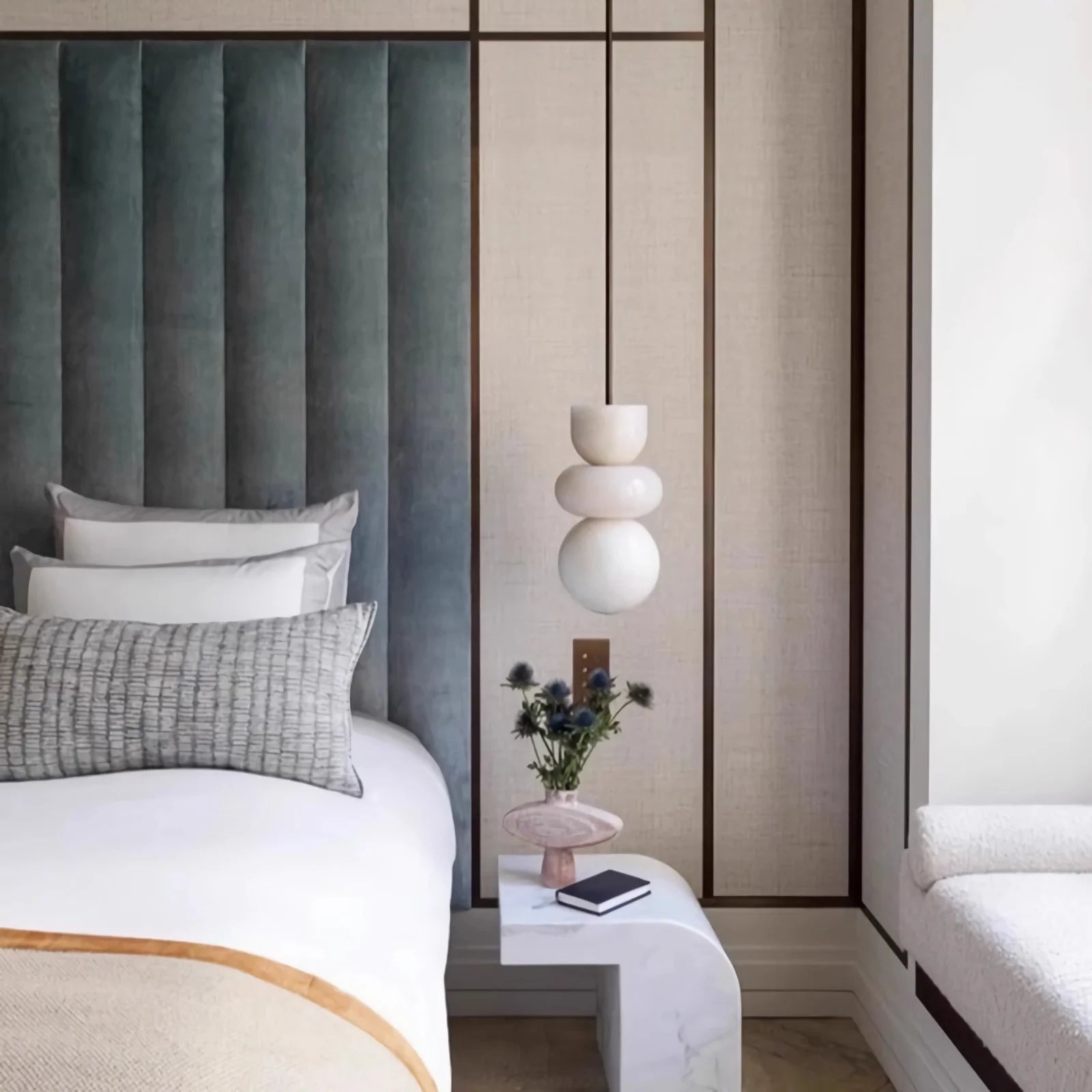 Simple LED Spanish Natural Marble Alabaster Pendant Lamp Living Room Corridor Bedside Chandelier Art Design Indoor Home Decor