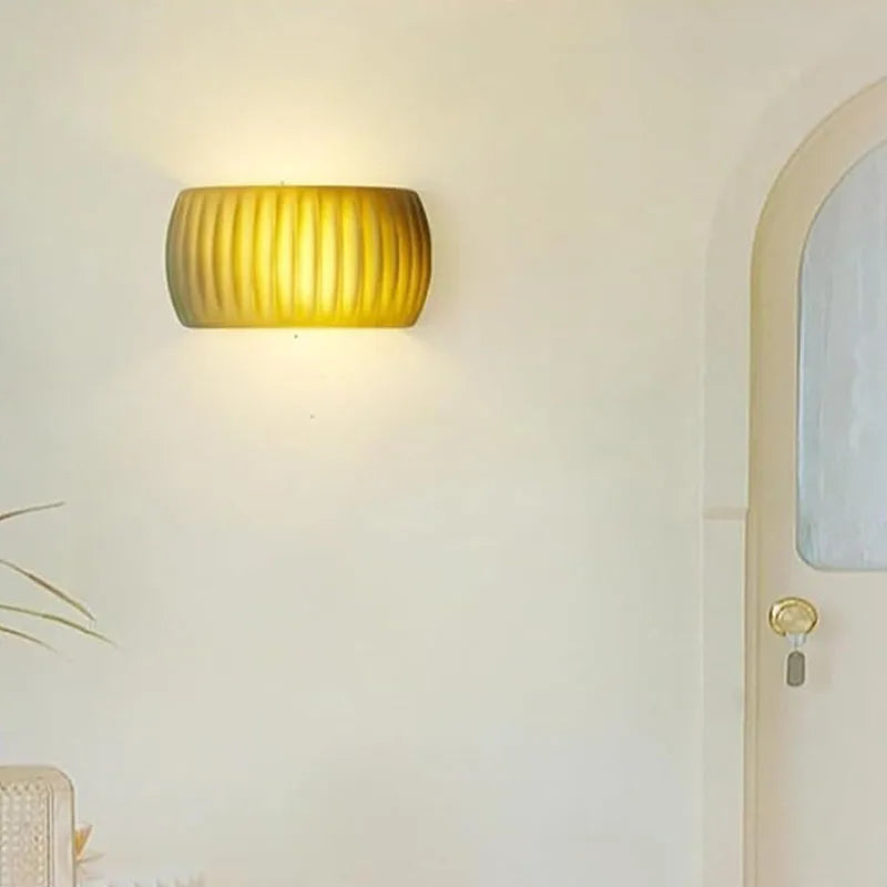 French Beige Resin Wall lamp Pumpkin Shape wall light Bedroom Bedside Lampcorridor Ambient Lamp Decoration Lustres