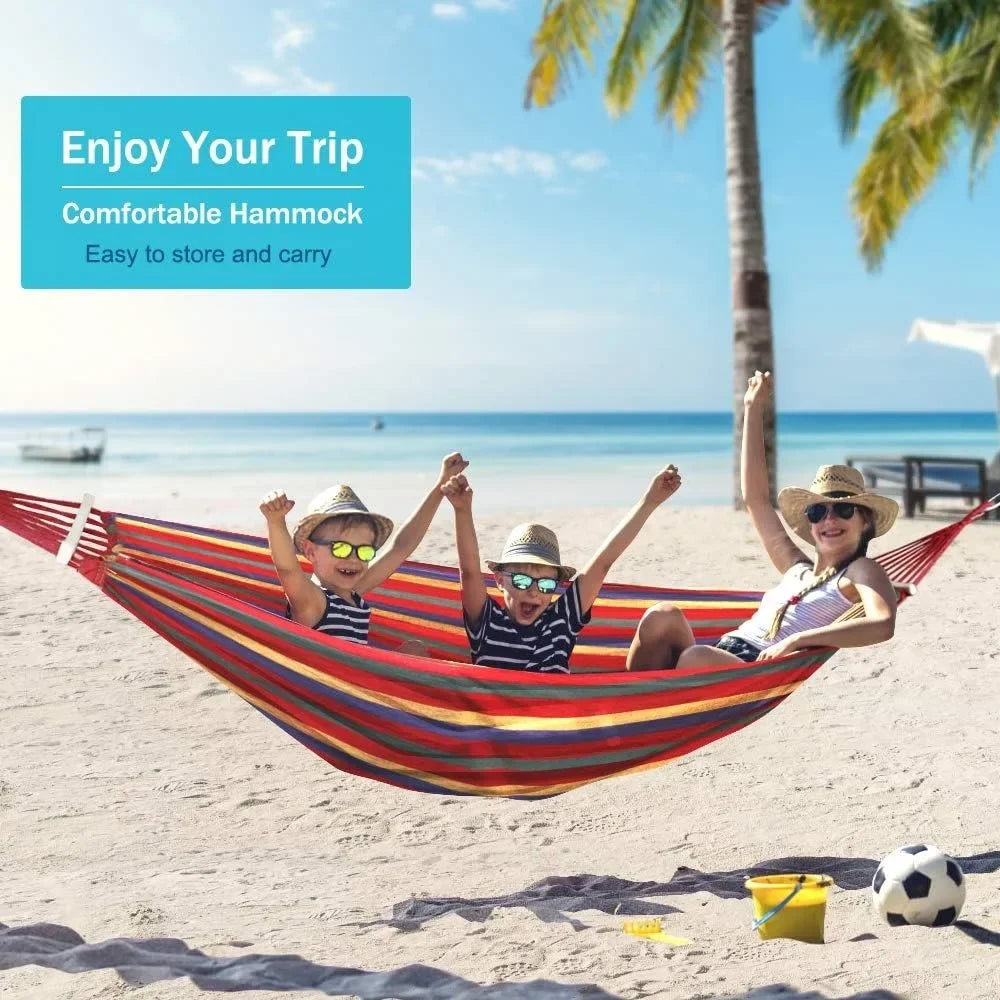 Canvas Garden Hammock Portable Outdoor/Indoor Hammock with Travel Bag for Camping,Backyard,Patio - Comfortable Fabric