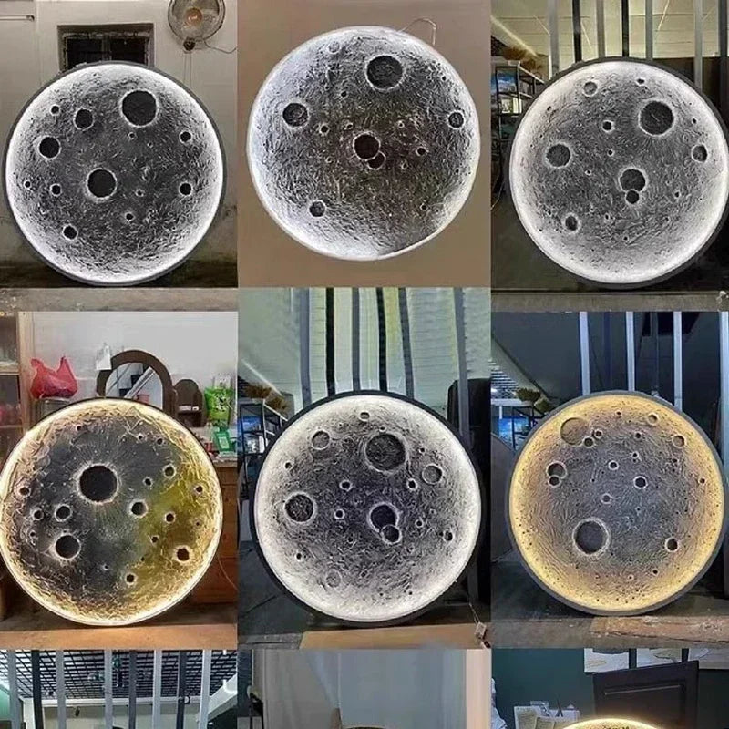 3D Relief Moon Lamp Wall Lamp Internet Famous Atmosphere Decoration Tavern Background Wall Hanging Gypsum Moon Mural Lamp