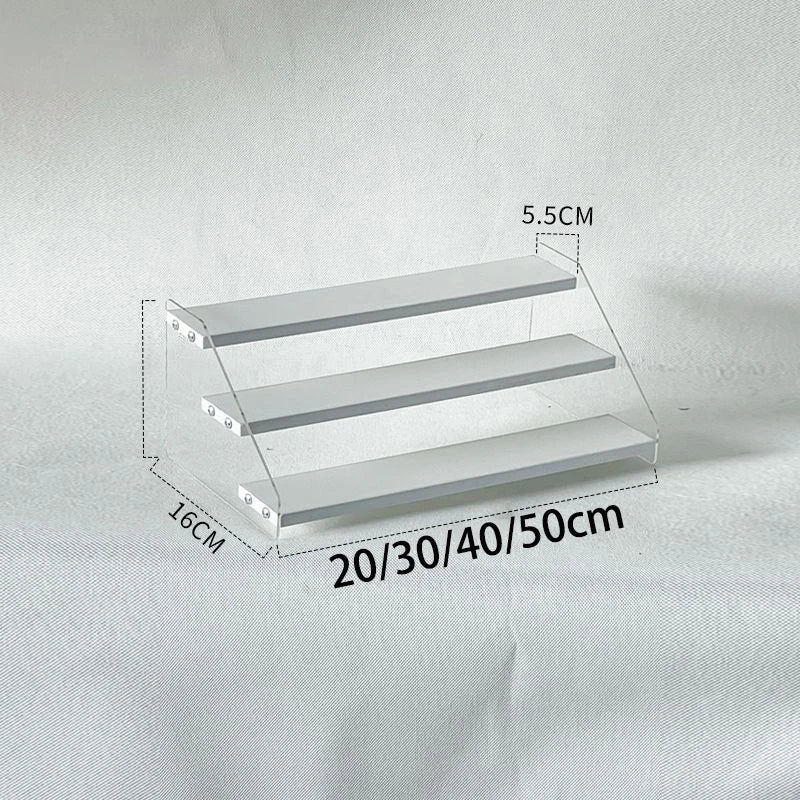 1-7 Step Acrylic Wood Display Stand Wooden Tiered Display Riser Shelf Organizer Rack for Perfumes Figures Collectibles Cupcakes