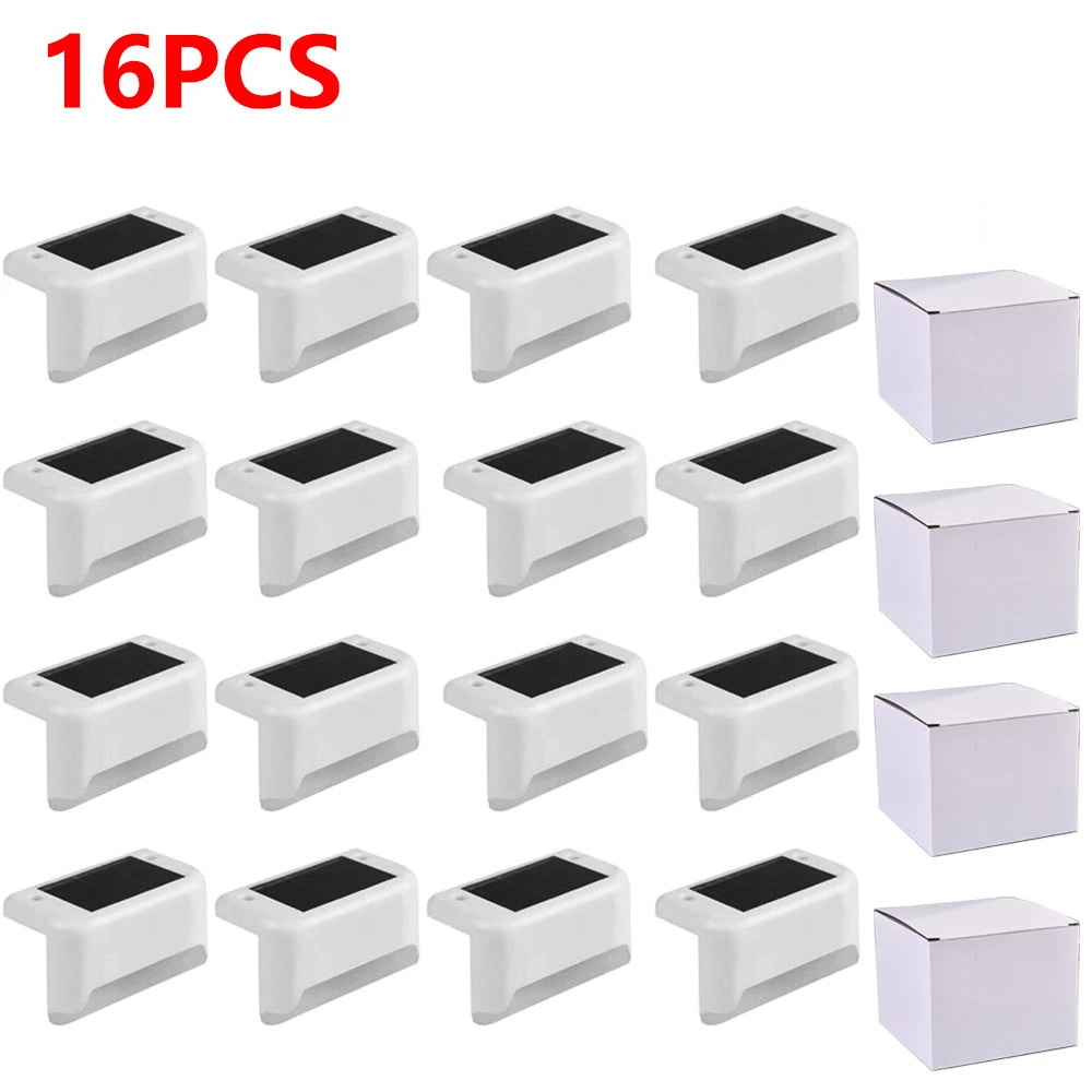 Warm White LED Solar Step Lamp Path Stair Outdoor Garden Lights Waterproof Balcony Light Decoration for Patio Stair Fence Light