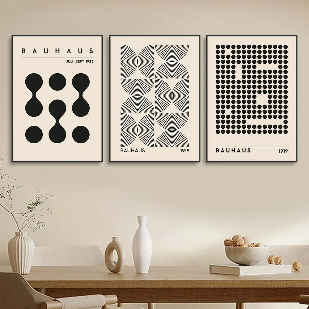 Abstract Bauhaus Style, Geometric Picture Wall Art, HD Canvas Print Poster, Home. Office, Living Room, Room Decoration