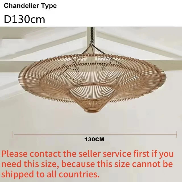 Large Wicker Pendant Lamp Wabi Sabi Style Rattan Chandelier For Living Room Bedroom Restaurant Wood Hand Woven Pendant Lamp