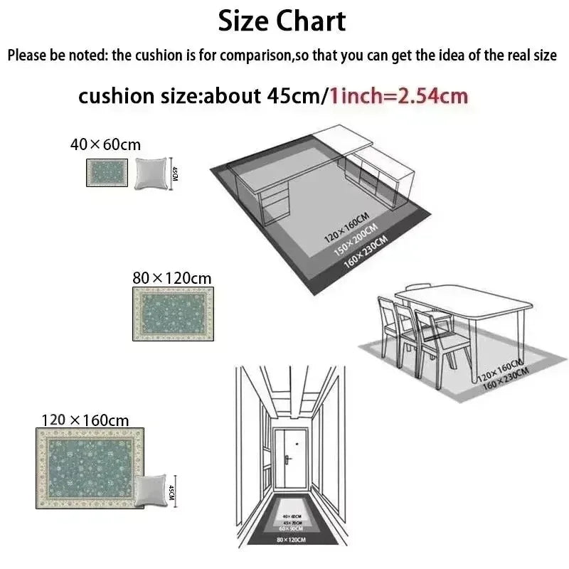 Floral Patterned Rug Non-slip Washable Rug Stylish Contemporary Rug, Living Room Rug Durable Cozy  Area Runner Mats Decoration