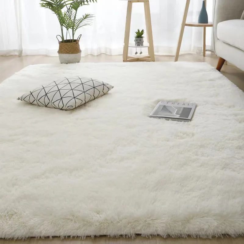 Black Plush Shaggy Area Rug for Bedroom and Living Room