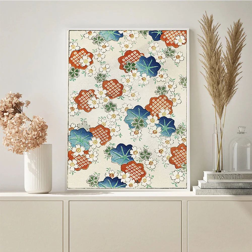 Watanabe Seitei Japanese Woodblock Print Art Antique Poster Floral Pattern Wall Picture Flower Botanical Canvas Painting Decor