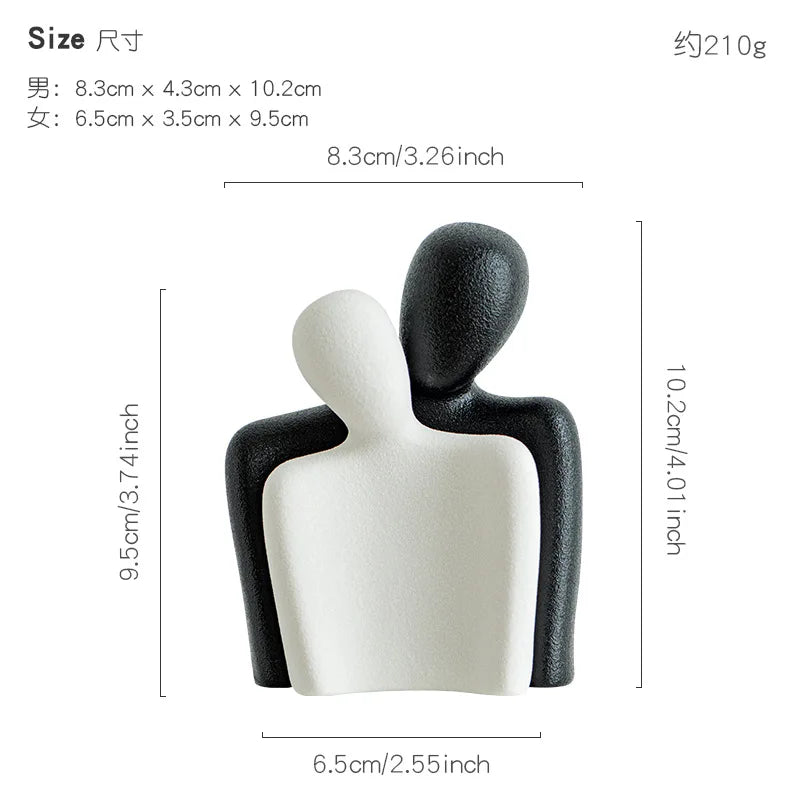 Nordic Decorative Abstract Couple Statue, Ceramic Figure Figurines, Living Room Crafts, Modern Sculpture, Home Ornaments