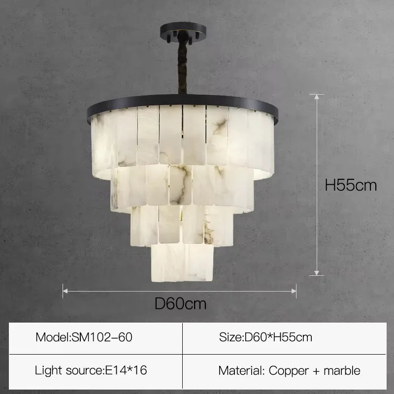 2025 Modern minimalist creative designer luxury Spanish marble warm white brass chandelier home life chandelier